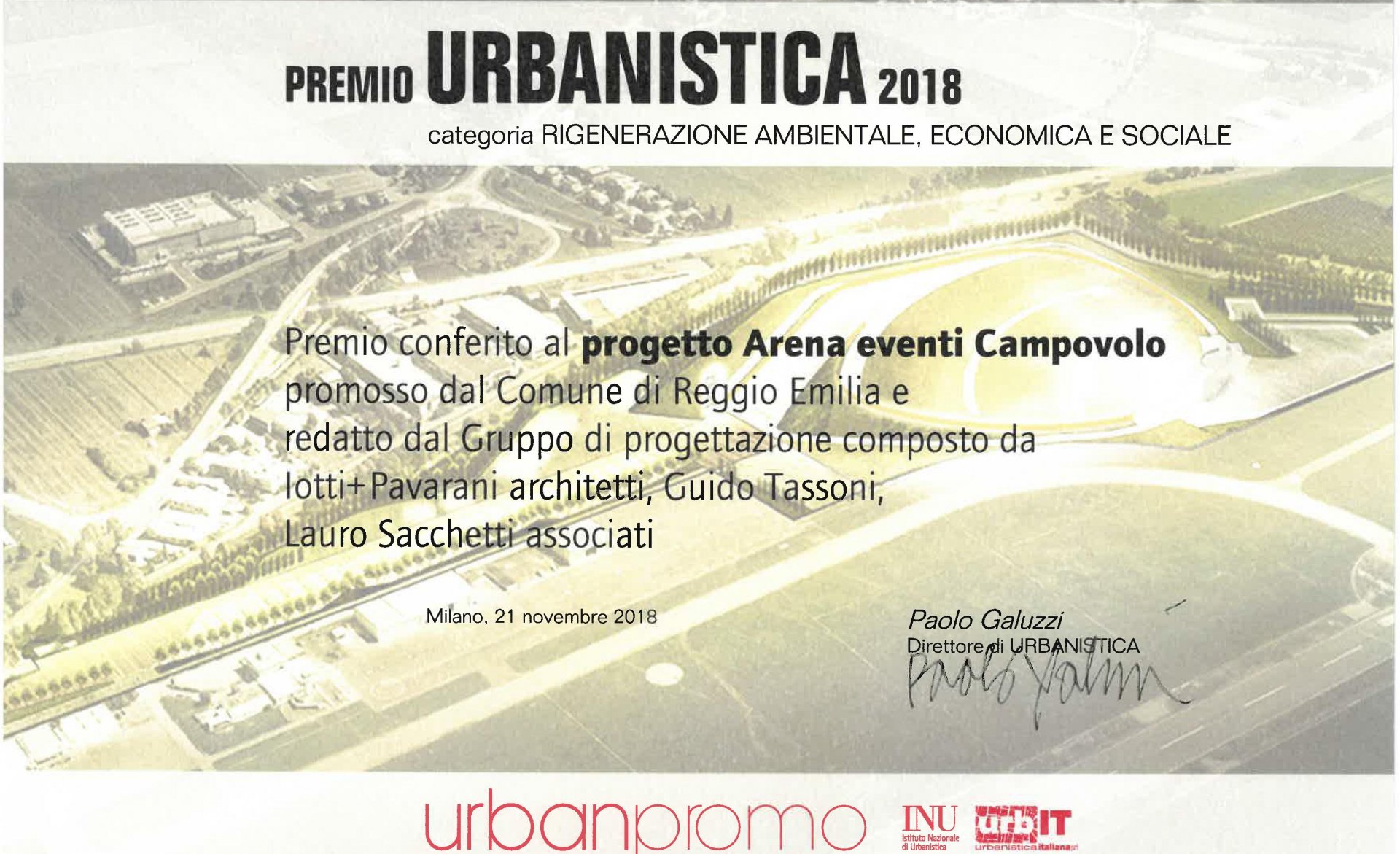Arena Campovolo premiata al concorso Urban Promo